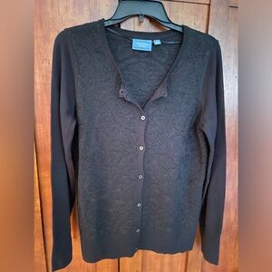 Simply Vera Black Metallic Cardigan Sweater Size L